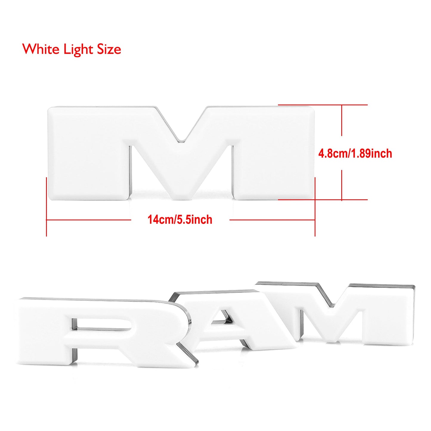 MAD BABOON RAM Letters LED Grille Lights fits for Dodge RAM 1500 2500 3500 Front Hood Bumper Grille