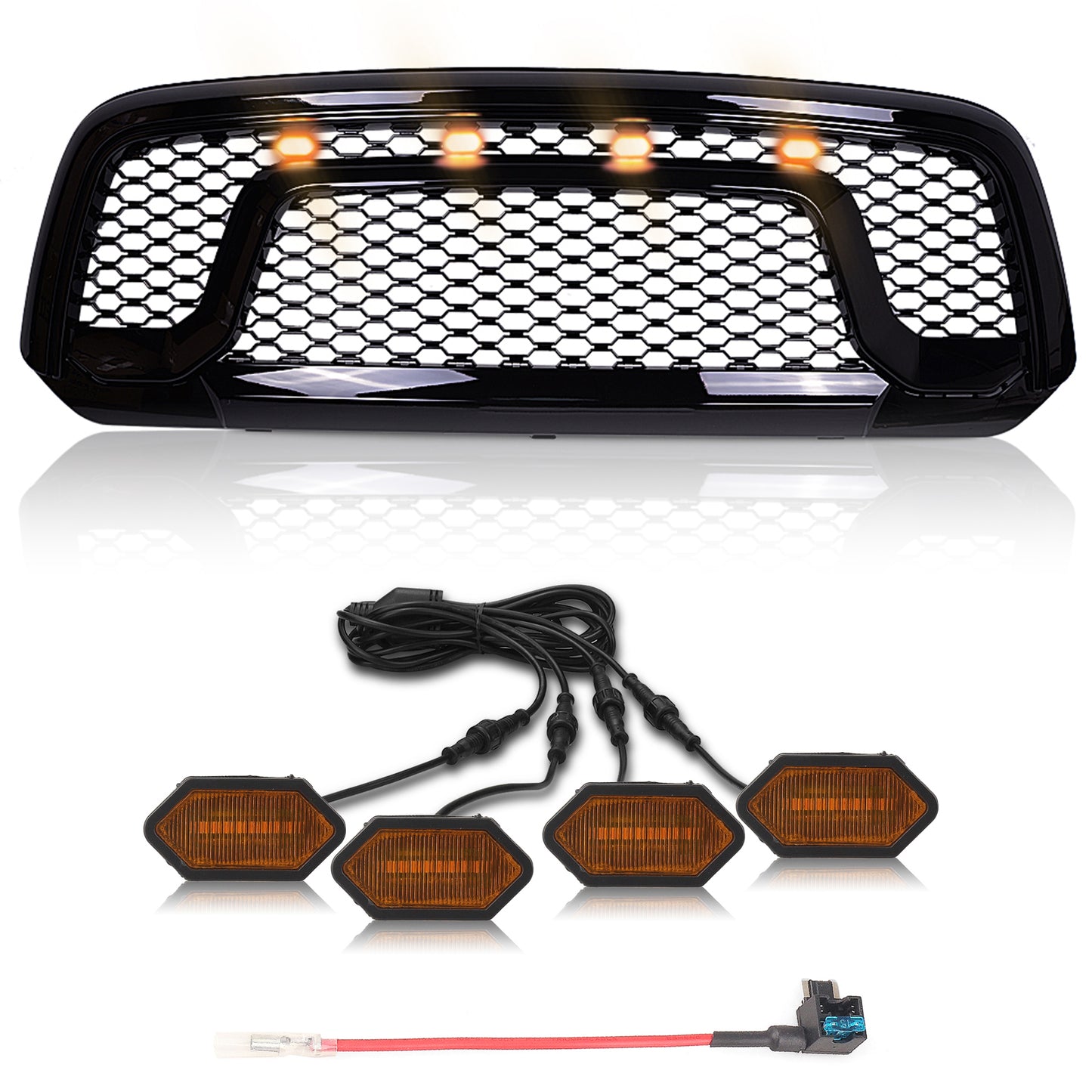 MAD BABOON LED grille Marker Light Fit DODGE RAM1500 2500 3500 (amber cover yellow light/smoke len cover white light)