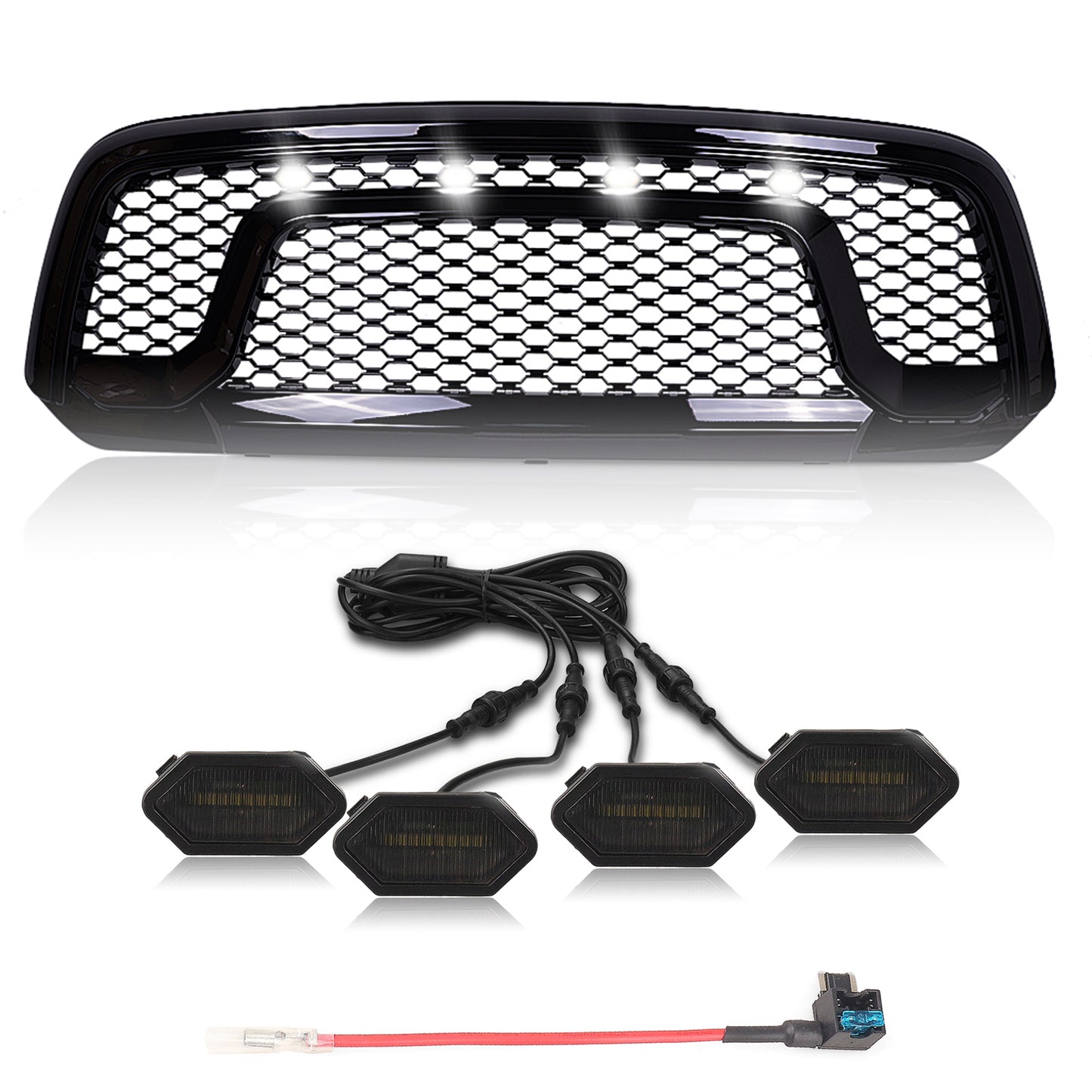 MAD BABOON LED grille Marker Light Fit DODGE RAM1500 2500 3500 (amber cover yellow light/smoke len cover white light)