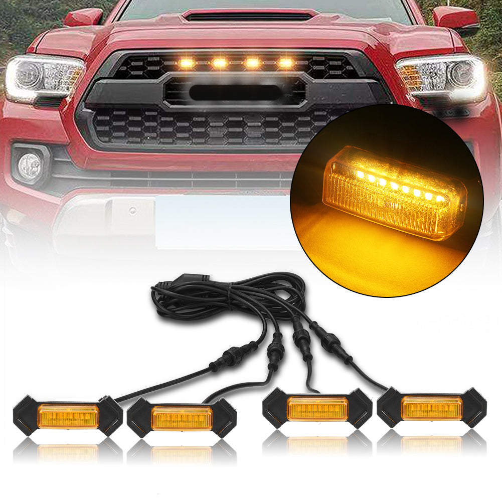 MAD BABOON 4pcs Front Bumper Hood Grille Marker LED Light For 2016-2019 Tacoma (5 Color Lights)