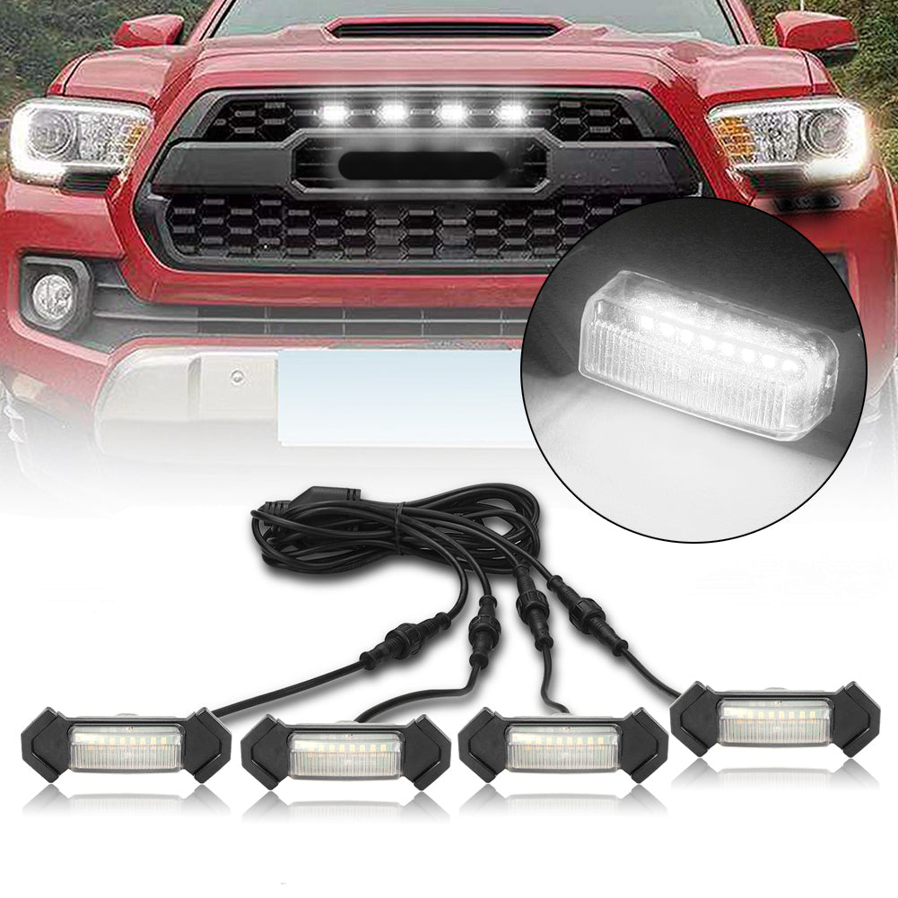 MAD BABOON 4pcs Front Bumper Hood Grille Marker LED Light For 2016-2019 Tacoma (5 Color Lights)