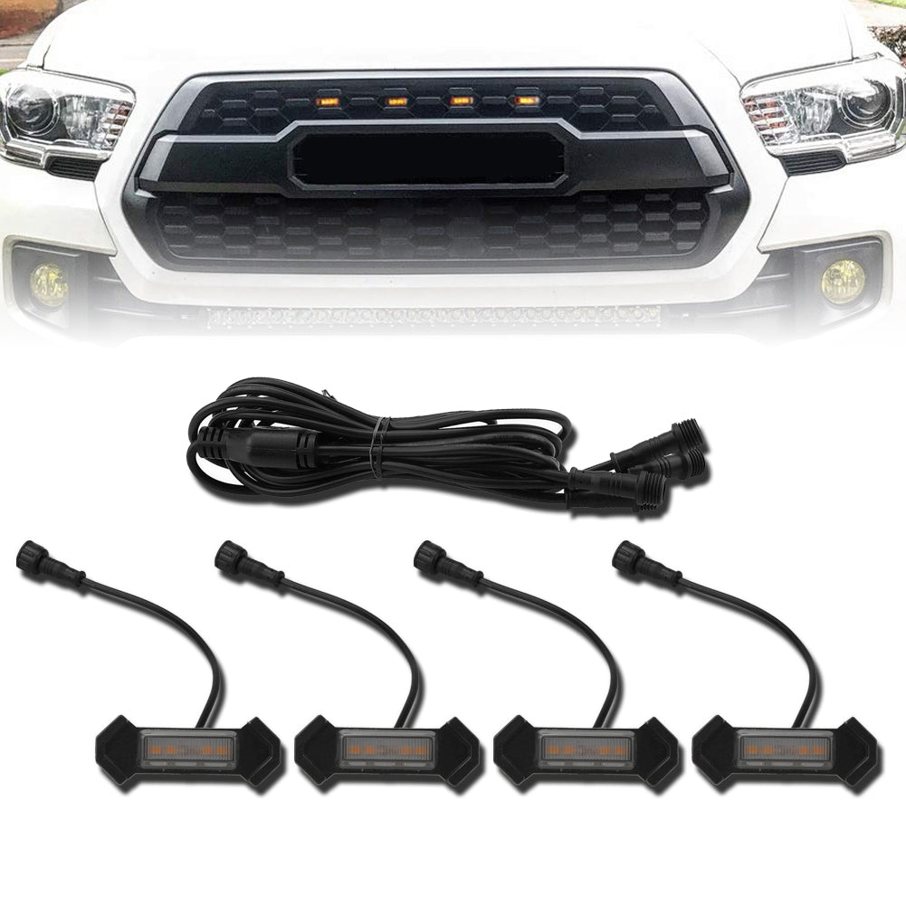 MAD BABOON 4pcs Front Bumper Hood Grille Marker LED Light For 2016-2019 Tacoma (5 Color Lights)