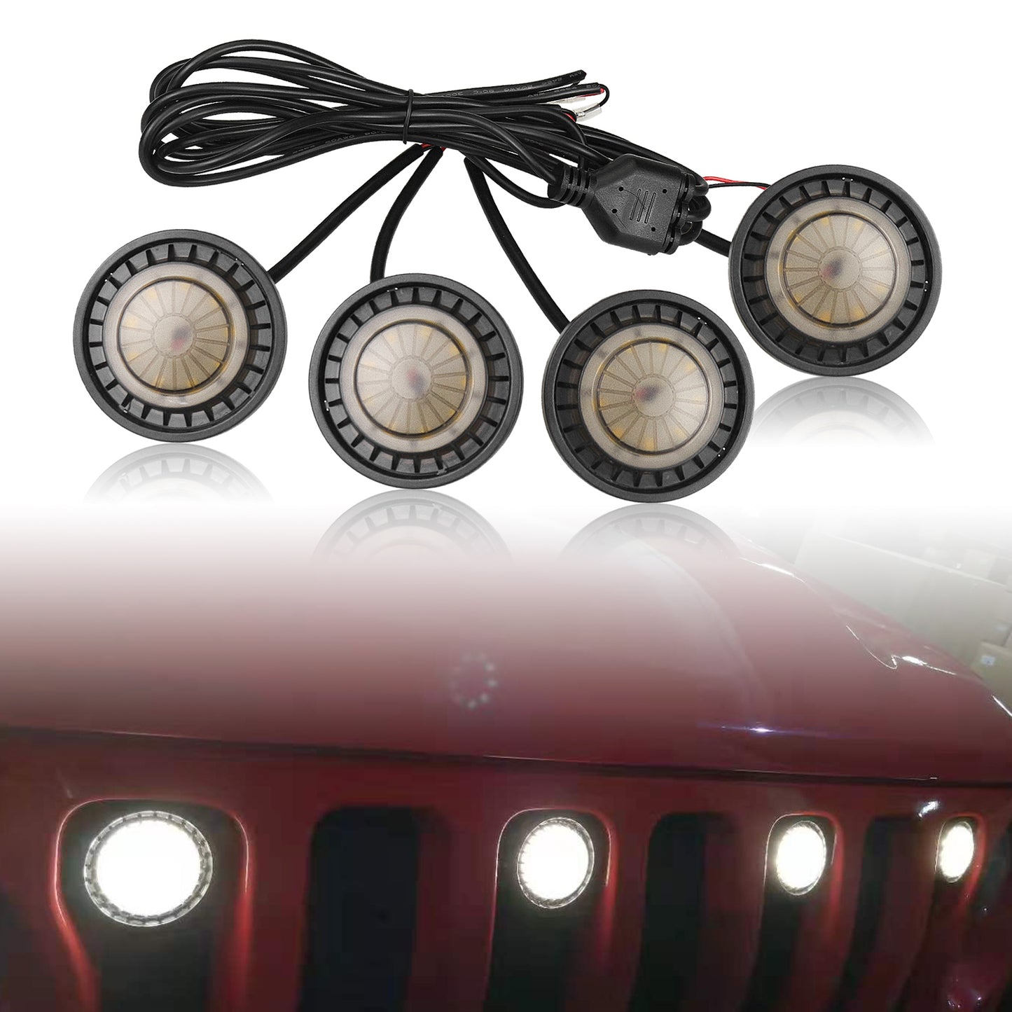 MAD BABOON LED grille Marker Light fits for 18-23 JEEP Wrangler JL (amber cover yellow light/smoke len cover yellow light/smoke len cover white light)