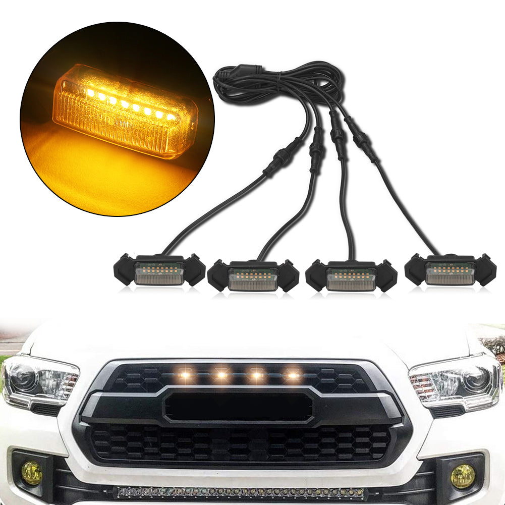 MAD BABOON 4pcs Front Bumper Hood Grille Marker LED Light For 2016-2019 Tacoma (5 Color Lights)