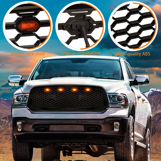 MAD BABOON LED grille Marker Light Fit DODGE RAM1500 2500 3500 (amber cover yellow light/smoke len cover white light)