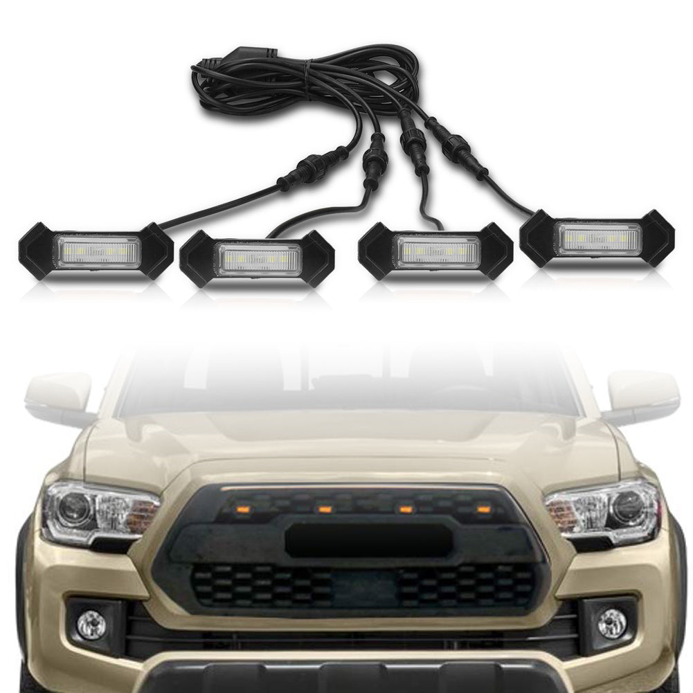 MAD BABOON 4pcs Front Bumper Hood Grille Marker LED Light For 2016-2019 Tacoma (5 Color Lights)