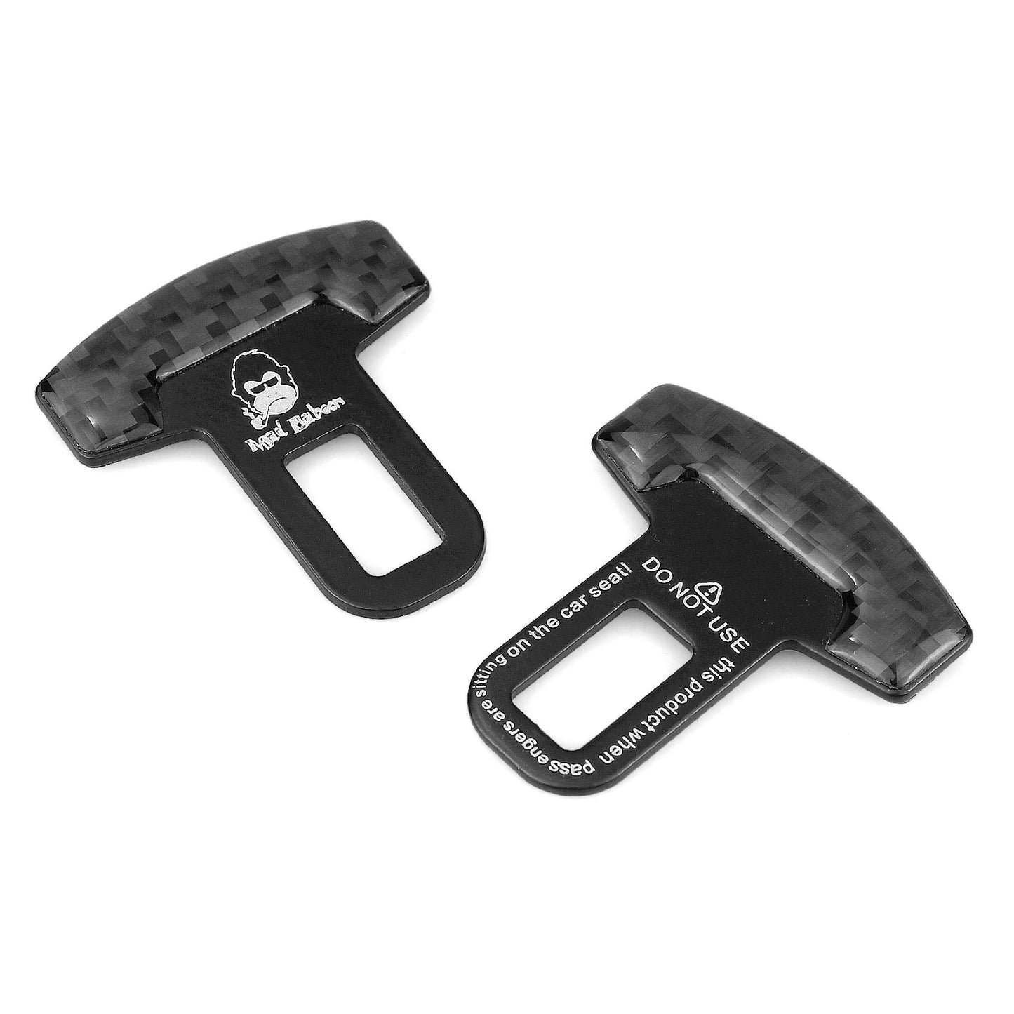 MAD BABOON Carbon-Fibre seat belt buckle inserted into alarm stopper bottle opener seat belt clip