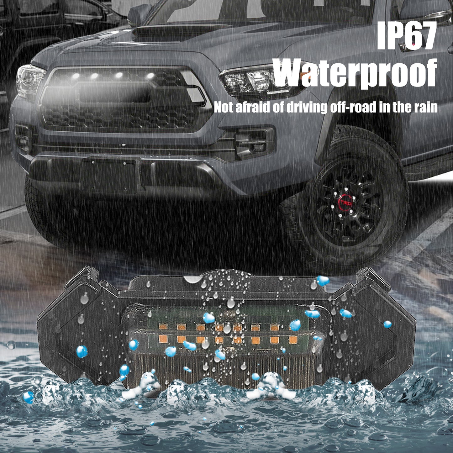 MAD BABOON 4pcs Front Bumper Hood Grille Marker LED Light For 2016-2019 Tacoma (5 Color Lights)