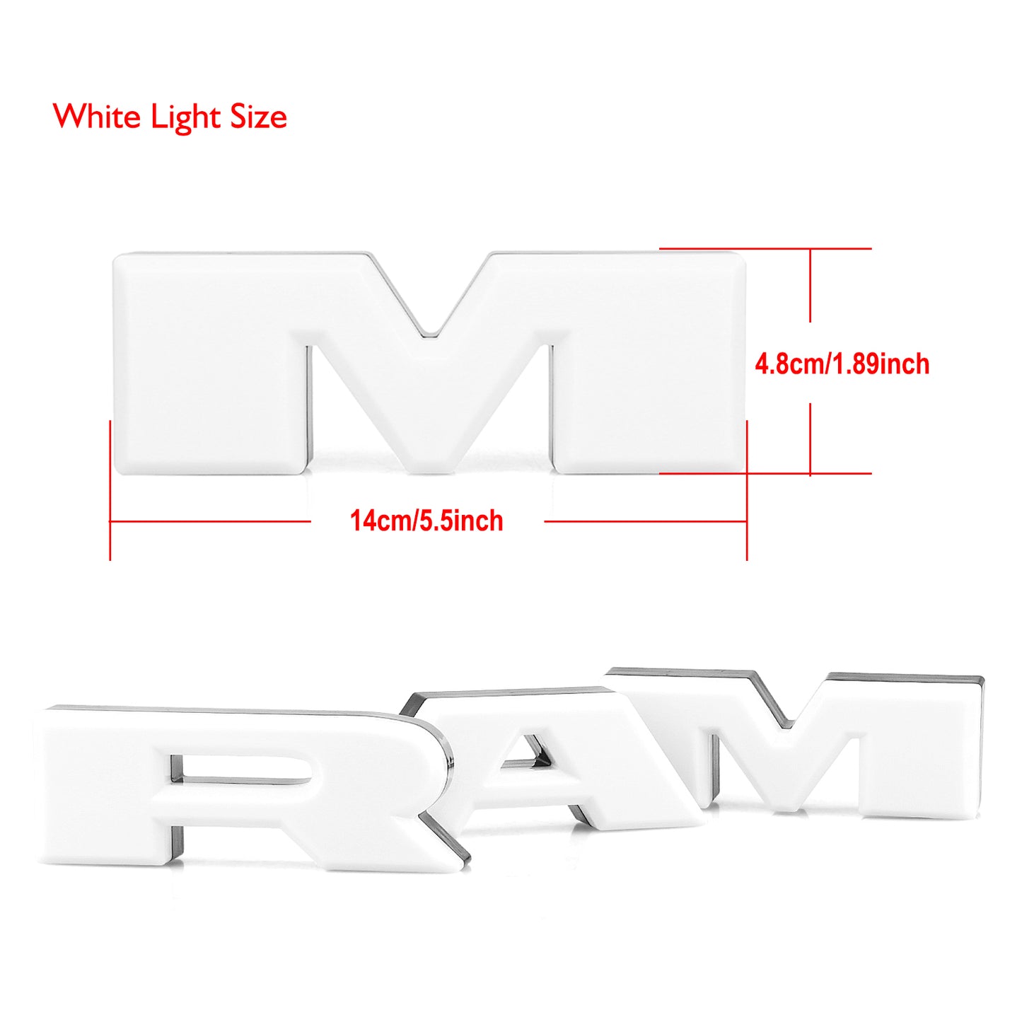 MAD BABOON RAM Letters Led Lights Fit for Dodge Ram 1500 2500 3500 Front Hood Bumper Grille