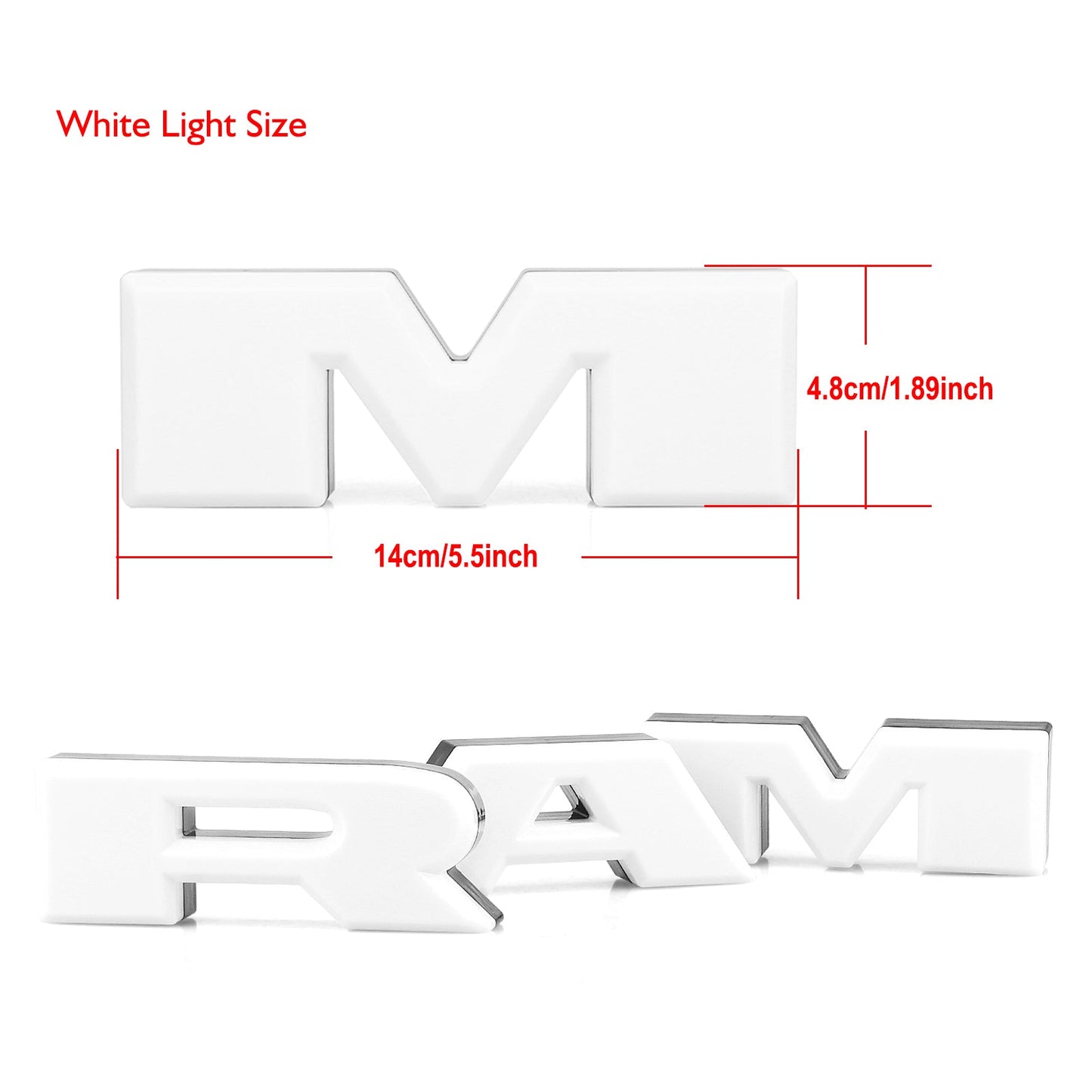 MAD BABOON RAM Letters LED Grille Lights fits for Dodge RAM 1500 2500 3500 Front Hood Bumper Grille
