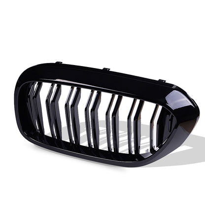 MAD BABOON Front Bumper Kidney Grill Double Line Grille Compatible for 2017 2018 BMW 5 Series G30 G38 M5 520i 530i 535i 540i 550i (Gloss Black/ M Color)