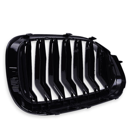 MAD BABOON Front Bumper Kidney Grill Double Line Grille Compatible for 2017 2018 BMW 5 Series G30 G38 M5 520i 530i 535i 540i 550i (Gloss Black/ M Color)