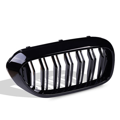 MAD BABOON Front Bumper Kidney Grill Double Line Grille Compatible for 2017 2018 BMW 5 Series G30 G38 M5 520i 530i 535i 540i 550i (Gloss Black/ M Color)
