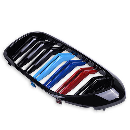 MAD BABOON Front Bumper Kidney Grill Double Line Grille Compatible for 2017 2018 BMW 5 Series G30 G38 M5 520i 530i 535i 540i 550i (Gloss Black/ M Color)