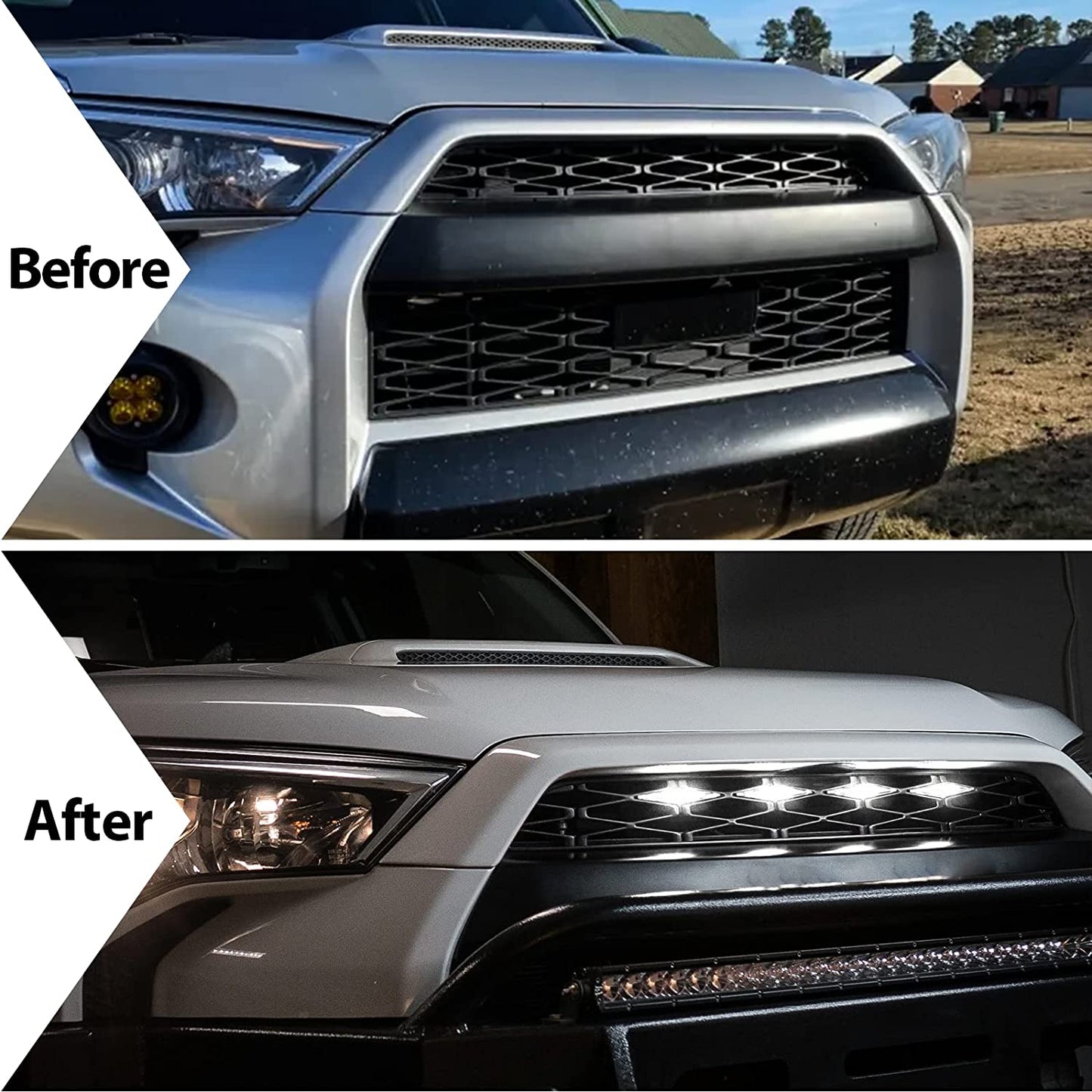 MAD BABOON 4Pcs Front Bumper Hood Grille Marker LED Light for 14-19 4Runner Black Lens Amber Light/ Black lens White Light/ Amber Lens Amber Light
