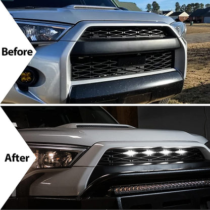 MAD BABOON 4Pcs Front Bumper Hood Grille Marker LED Light for 14-19 4Runner Black Lens Amber Light/ Black lens White Light/ Amber Lens Amber Light