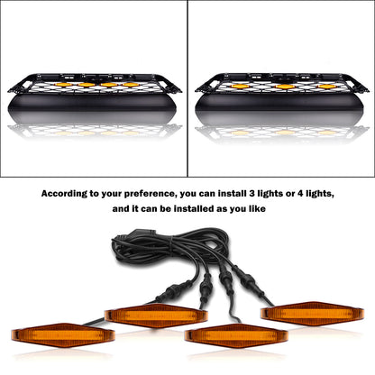 MAD BABOON 4Pcs Front Bumper Hood Grille Marker LED Light for 14-19 4Runner Black Lens Amber Light/ Black lens White Light/ Amber Lens Amber Light