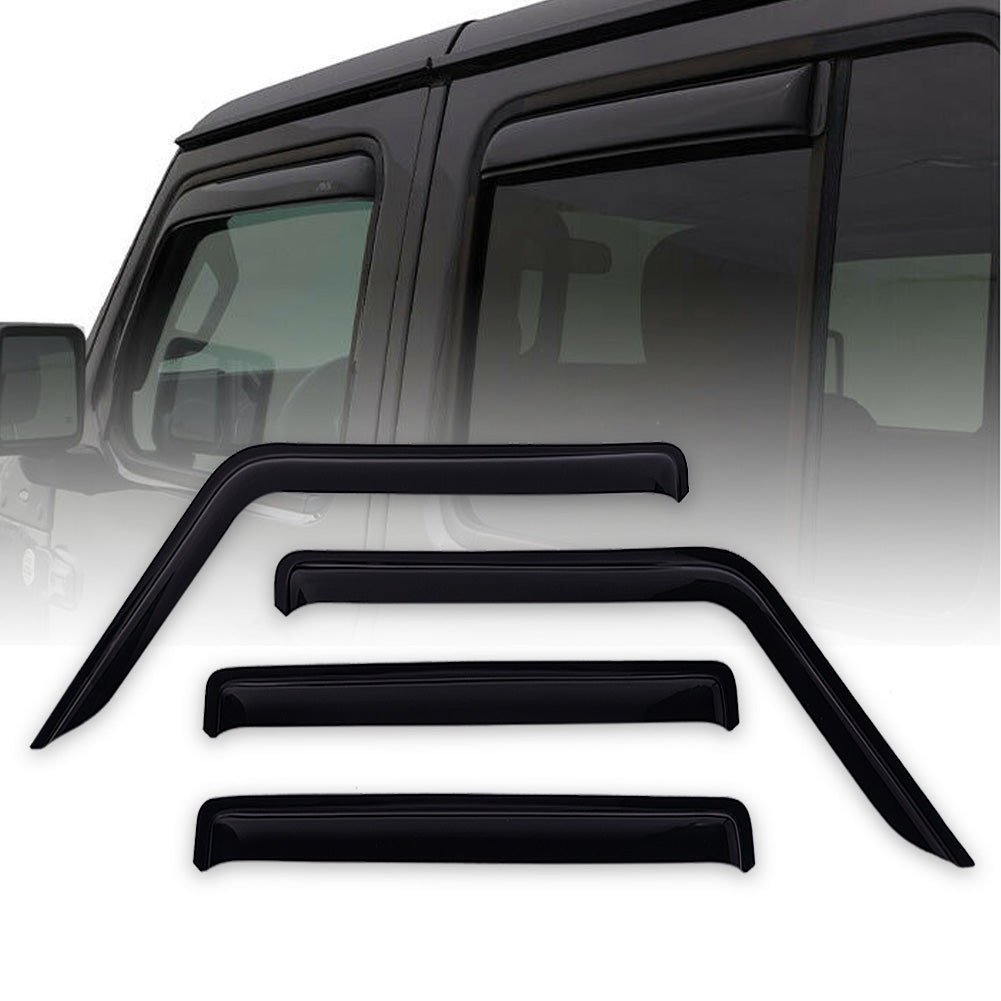MAD BABOON 4pcs Window Visor Sun Rain Guard Smoked Dark for 2018-2023 Jeep Wrangler JL