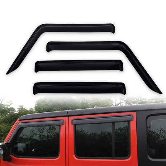 MAD BABOON 4pcs Window Visor Sun Rain Guard Smoked Dark for 2018-2023 Jeep Wrangler JL