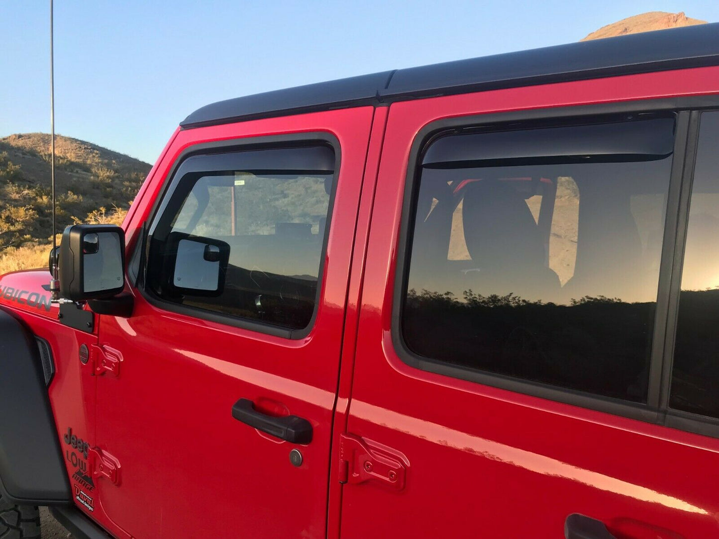 MAD BABOON 4pcs Window Visor Sun Rain Guard Smoked Dark for 2018-2023 Jeep Wrangler JL